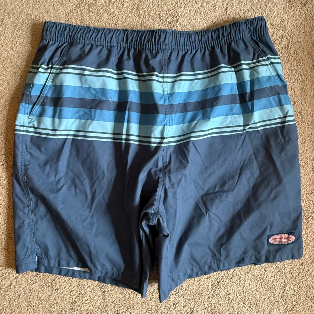 Vineyard Vines Blue Board Shorts with Classic Stripes